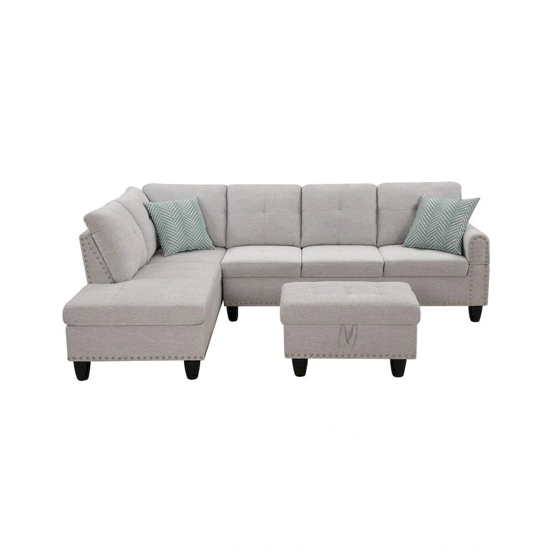 Canapé d'angle gauche Alger 98 avec méridienne et pouf
