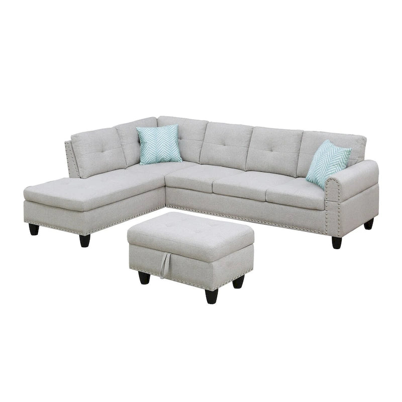 Canapé d'angle gauche Alger 98 avec méridienne et pouf