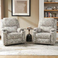 Ensemble de 2 fauteuils inclinables électriques chauffants à double moteur Larry Traditional Floral avec fonction massage, par HULALA HOME