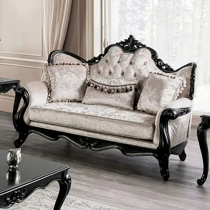 Canapé deux places Clarissa traditionnel de Furniture of America, avec dossier capitonné et coussin décoratif