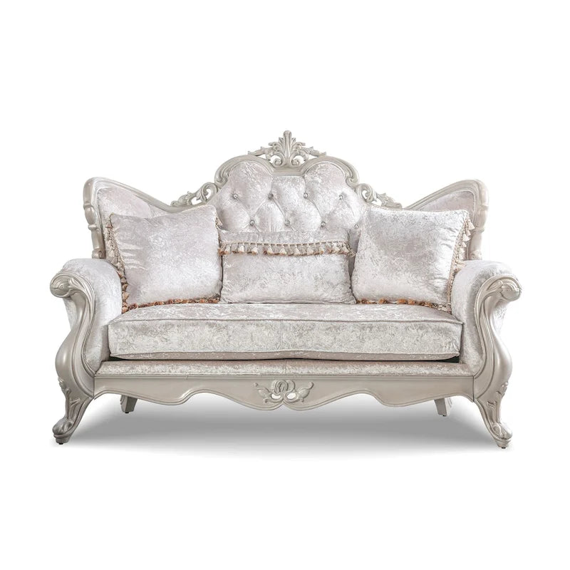 Canapé deux places Clarissa traditionnel de Furniture of America, avec dossier capitonné et coussin décoratif
