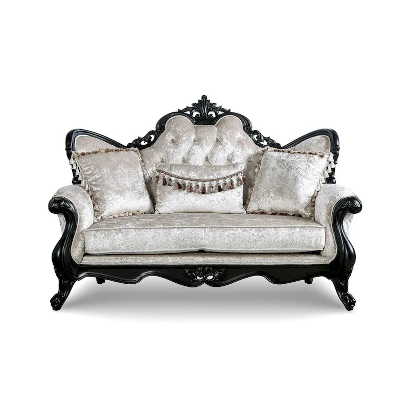 Canapé deux places Clarissa traditionnel de Furniture of America, avec dossier capitonné et coussin décoratif