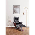 Ensemble fauteuil inclinable pivotant et repose-pieds Artiva en cuir noir