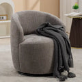 Fauteuil pivotant d'appoint en tissu chenille, style tonneau, avec anneau métallique à revêtement en poudre noir