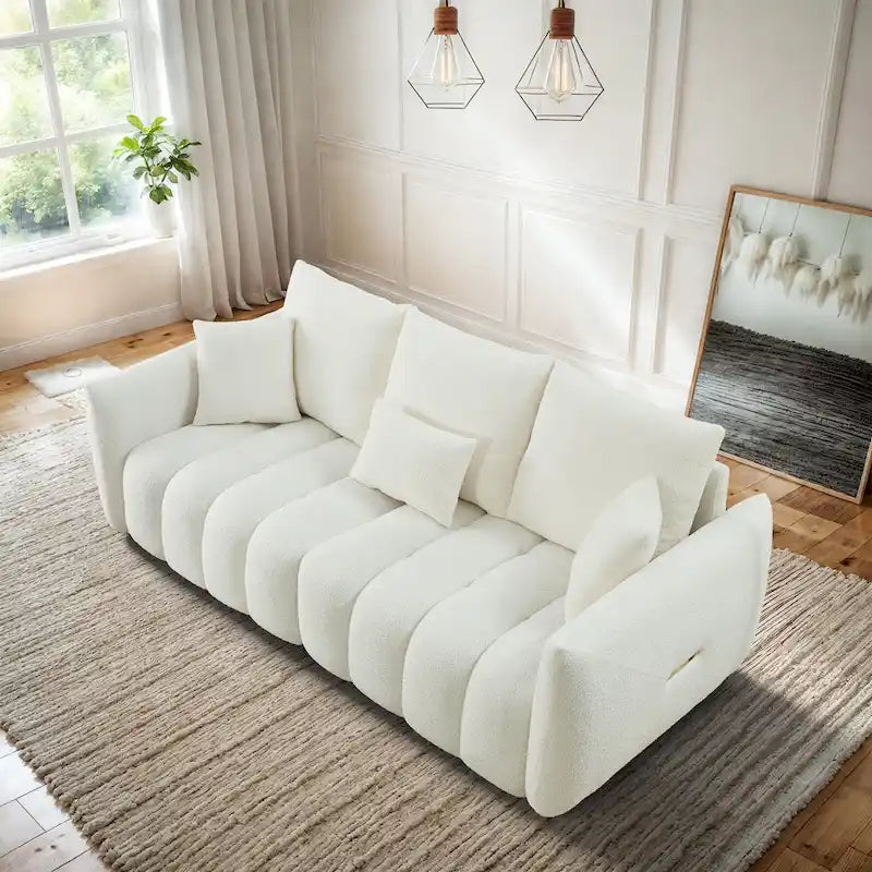 Canapé Ouyessir rembourré, profond, en tissu doux, avec 3 coussins