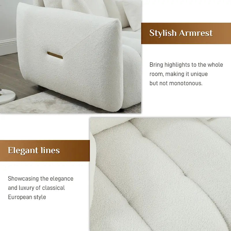 Canapé Ouyessir rembourré, profond, en tissu doux, avec 3 coussins
