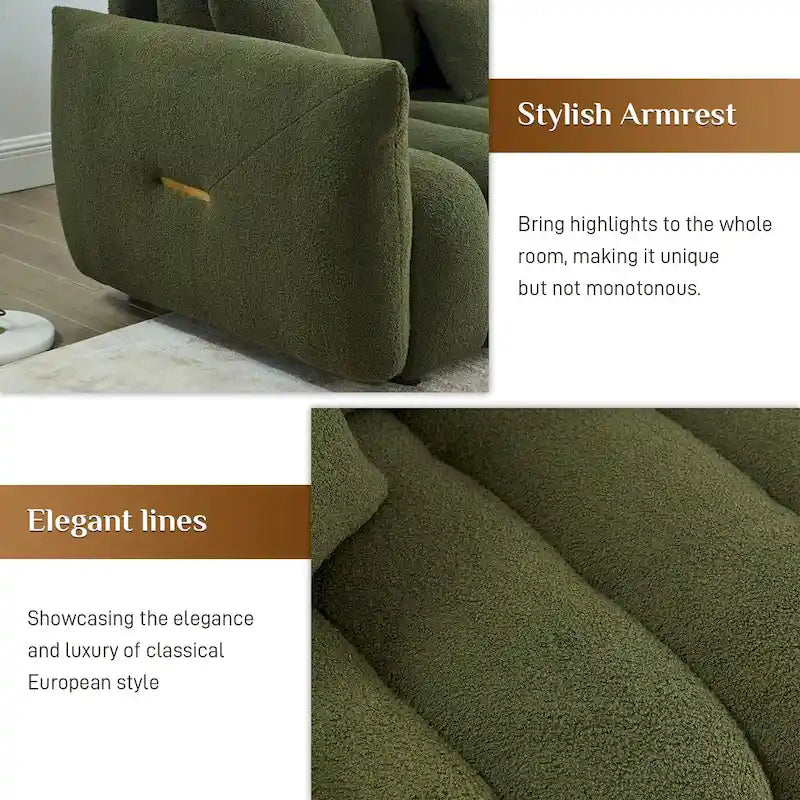 Canapé Ouyessir rembourré, profond, en tissu doux, avec 3 coussins