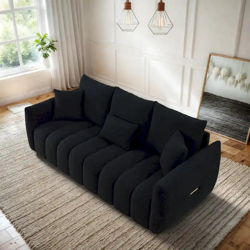 Canapé Ouyessir rembourré, profond, en tissu doux, avec 3 coussins