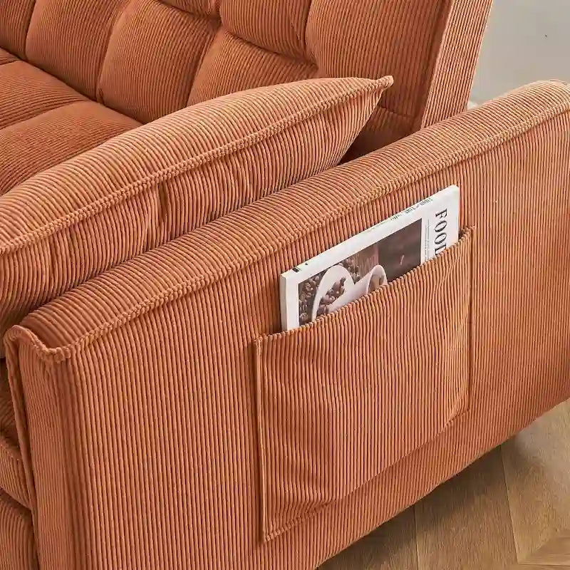 Canapé-lit moderne en velours côtelé avec dossier réglable