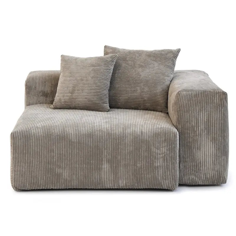 Ensemble de canapés modernes 3 pièces avec pouf et méridienne, canapé d'angle modulable en velours côtelé pour salon
