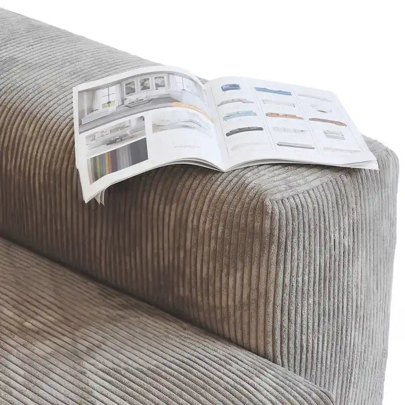 Ensemble de canapés modernes 3 pièces avec pouf et méridienne, canapé d'angle modulable en velours côtelé pour salon