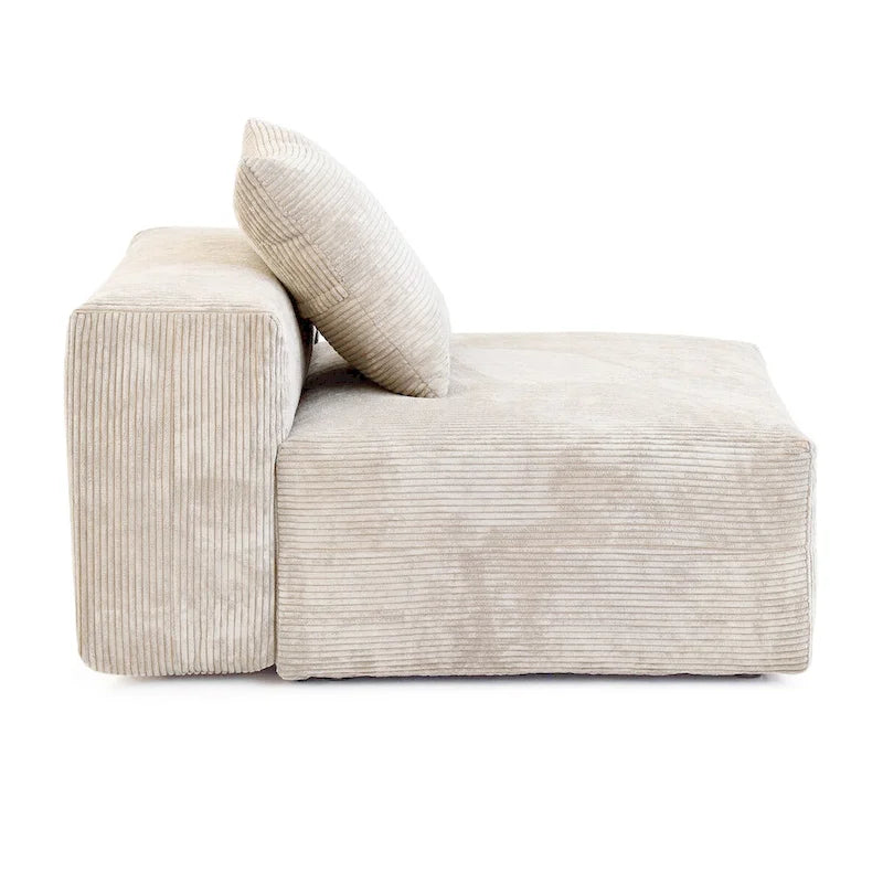 Ensemble de canapés modernes 3 pièces avec pouf et méridienne, canapé d'angle modulable en velours côtelé pour salon