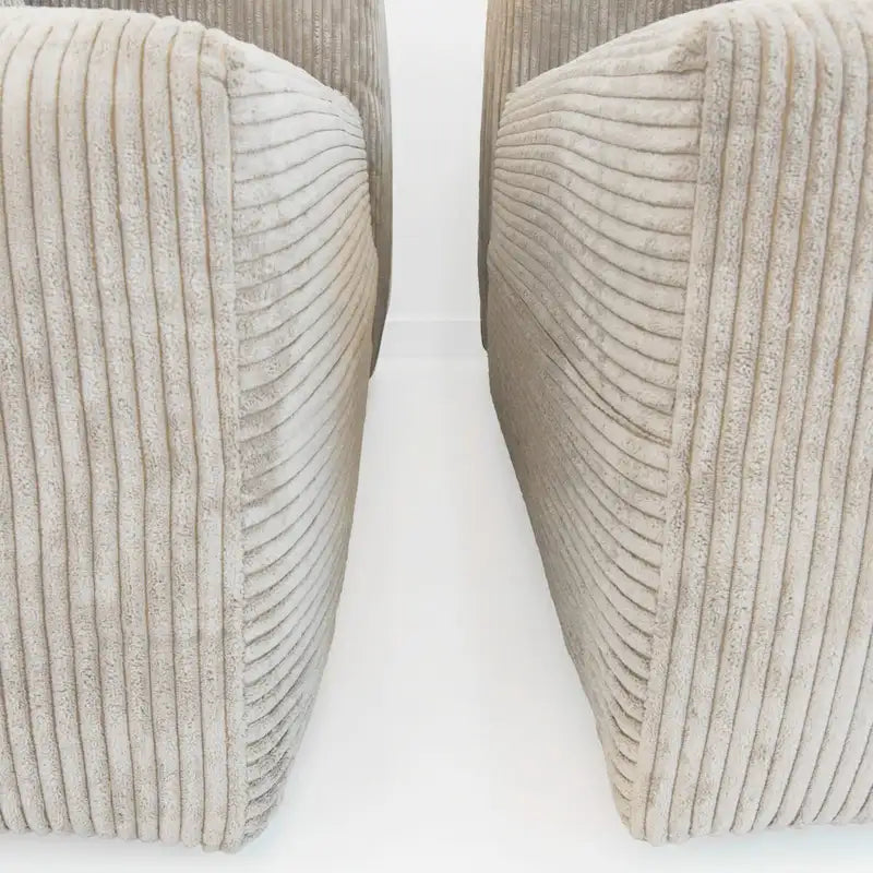 Ensemble de canapés modernes 3 pièces avec pouf et méridienne, canapé d'angle modulable en velours côtelé pour salon