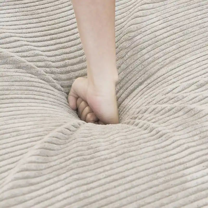 Ensemble de canapés modernes 3 pièces avec pouf et méridienne, canapé d'angle modulable en velours côtelé pour salon