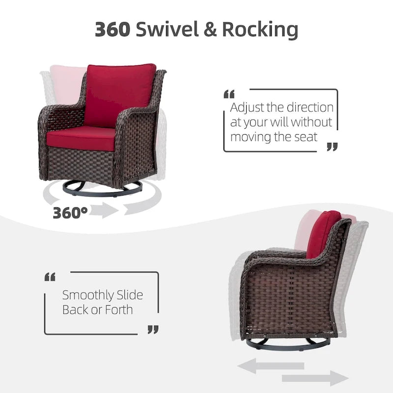 Ensemble bistro en osier à bascule 3 pièces