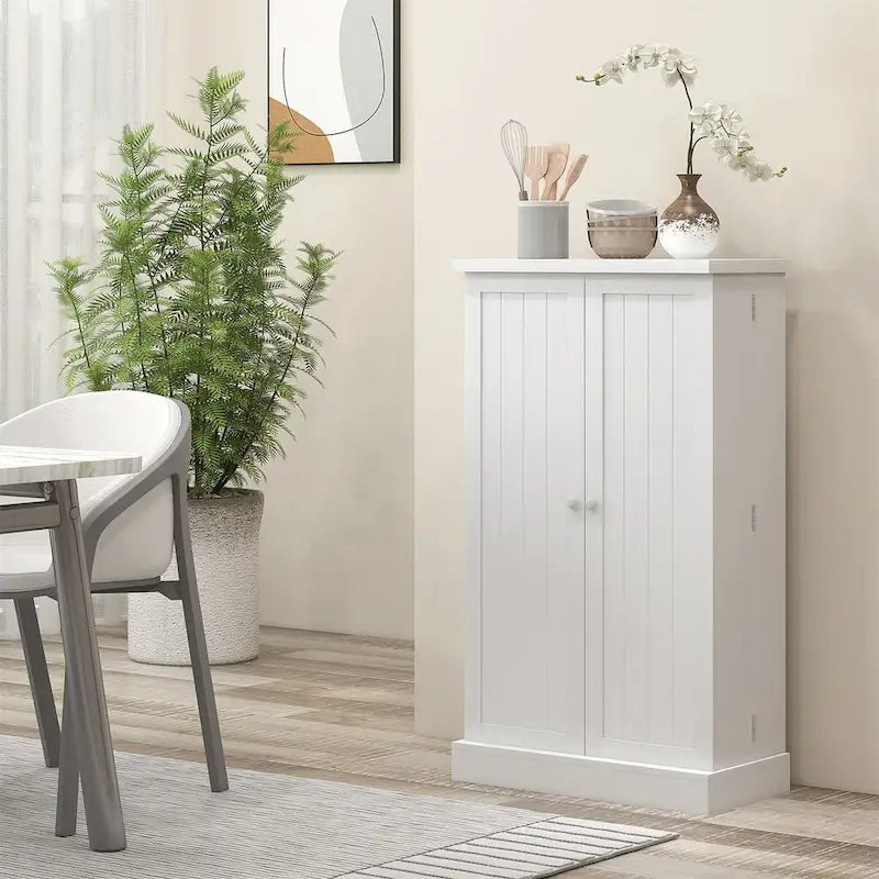 Armoire de rangement garde-manger à 5 niveaux avec 12 étagères à portes doubles