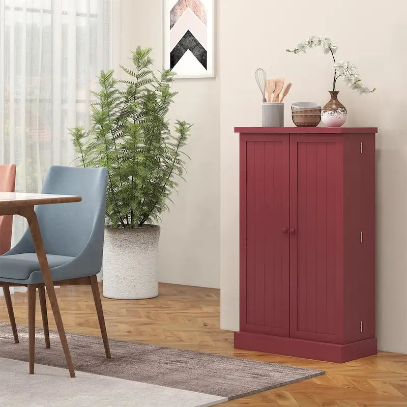 Armoire de rangement garde-manger à 5 niveaux avec 12 étagères à portes doubles