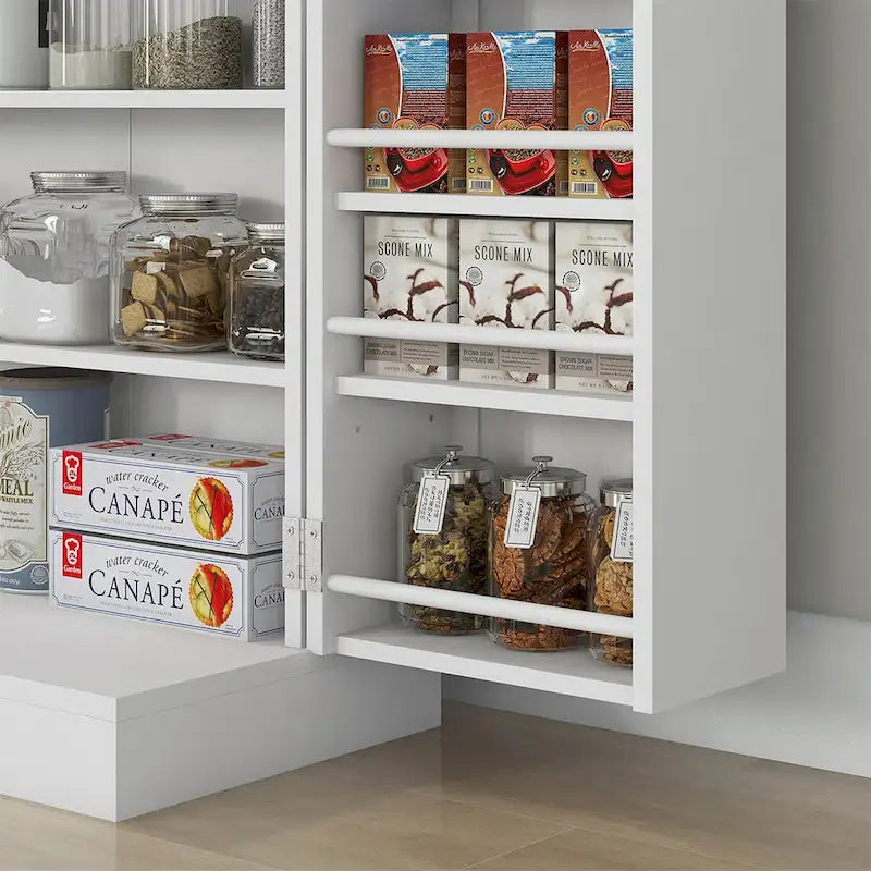 Armoire de rangement garde-manger à 5 niveaux avec 12 étagères à portes doubles