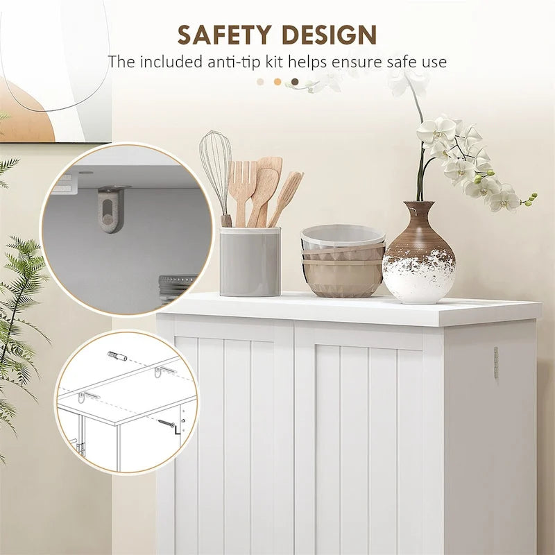 Armoire de rangement garde-manger à 5 niveaux avec 12 étagères à portes doubles