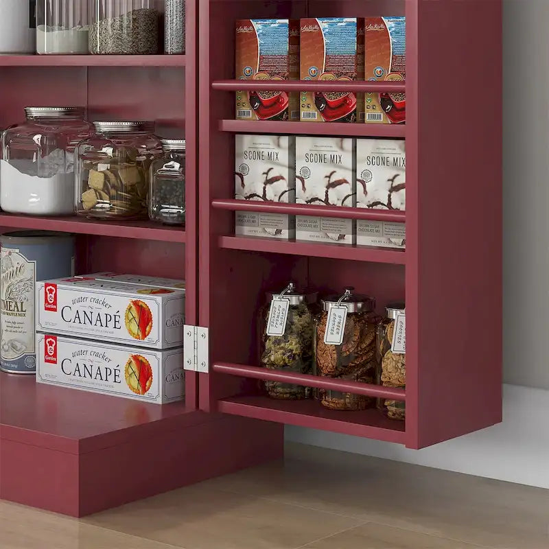 Armoire de rangement garde-manger à 5 niveaux avec 12 étagères à portes doubles