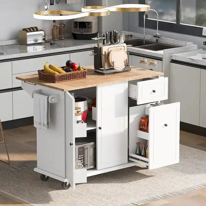 Chariot de cuisine roulant de 53,9 cm de largeur avec étagère de rangement interne - Non disponible