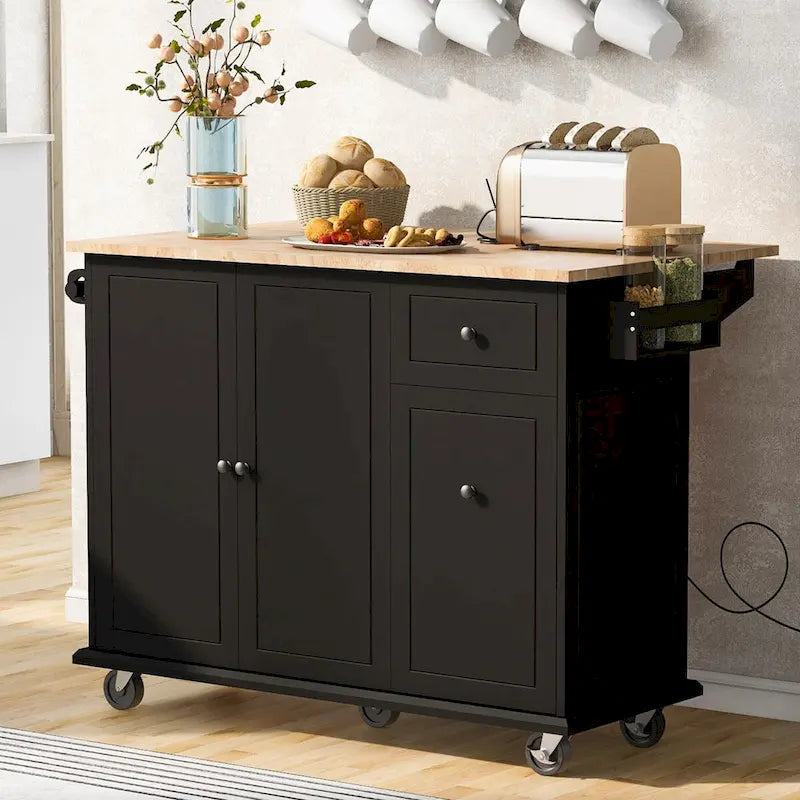 Chariot de cuisine roulant de 53,9 cm de largeur avec étagère de rangement interne - Non disponible