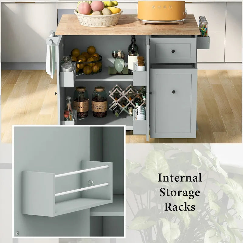 Chariot de cuisine roulant de 53,9 cm de largeur avec étagère de rangement interne - Non disponible
