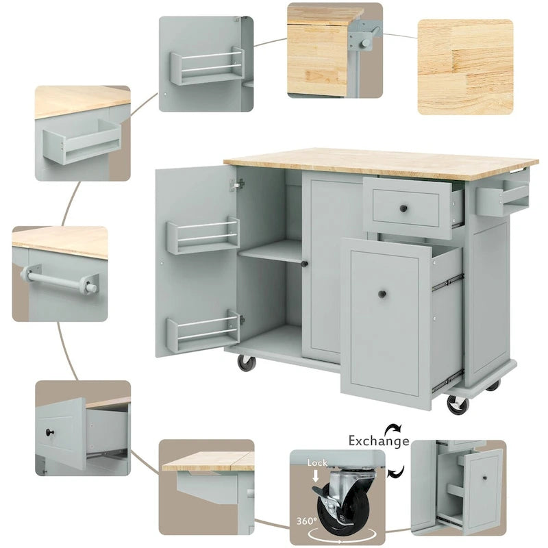 Chariot de cuisine roulant de 53,9 cm de largeur avec étagère de rangement interne - Non disponible