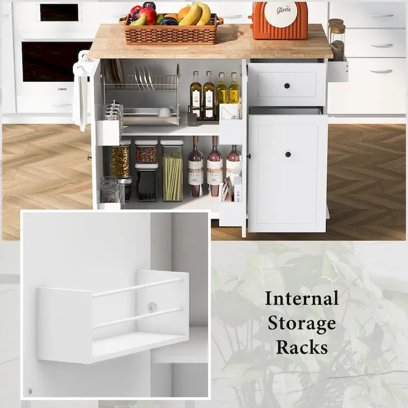 Chariot de cuisine roulant de 53,9 cm de largeur avec étagère de rangement interne - Non disponible