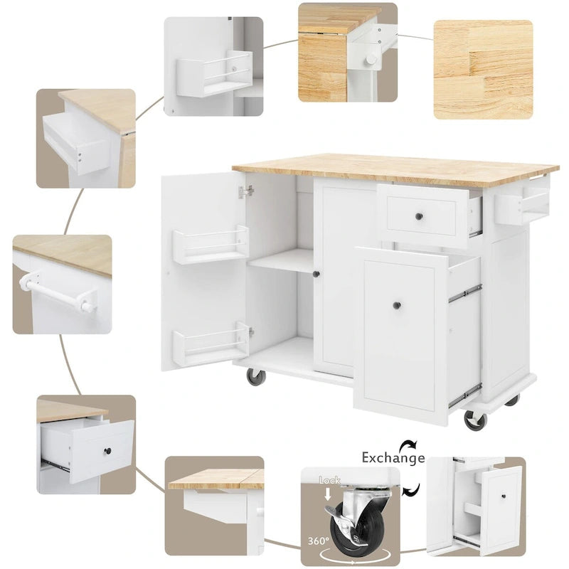 Chariot de cuisine roulant de 53,9 cm de largeur avec étagère de rangement interne - Non disponible