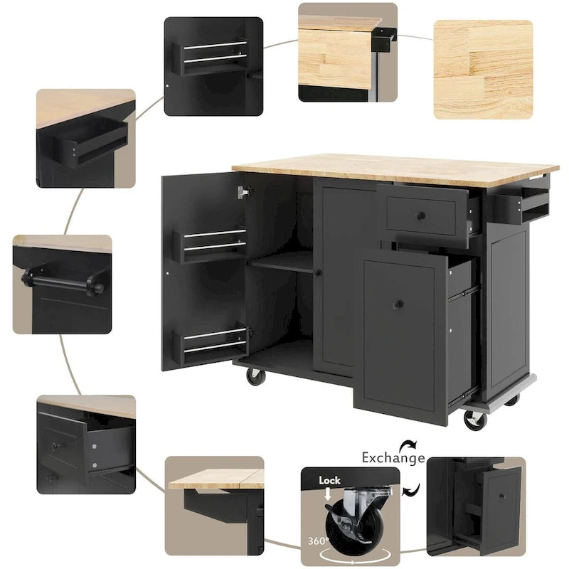 Chariot de cuisine roulant de 53,9 cm de largeur avec étagère de rangement interne - Non disponible