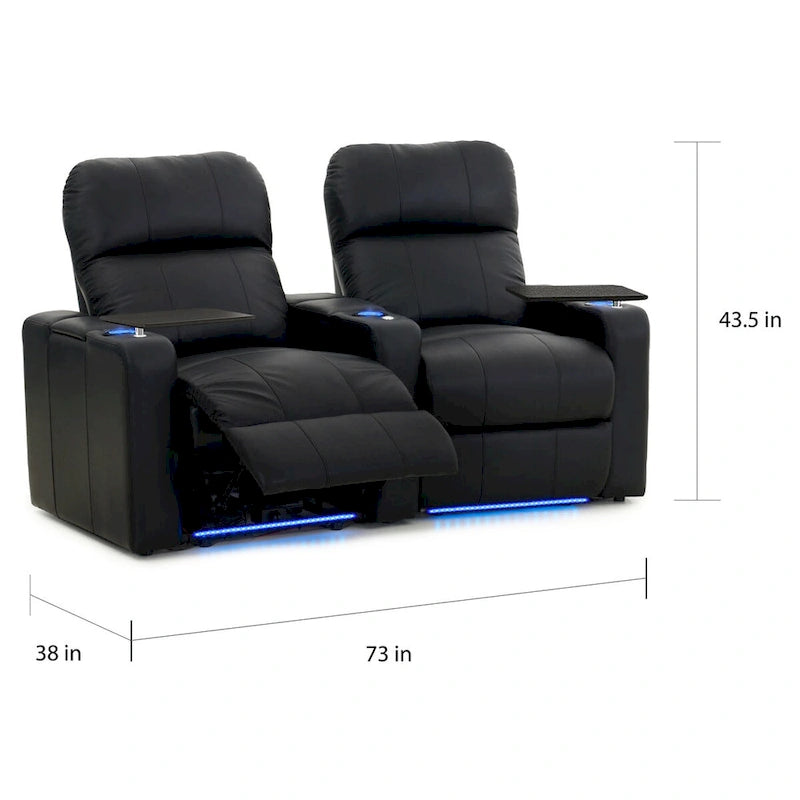 Ensemble de sièges de cinéma maison en cuir électrique Octane Turbo XL700 (rangée de 2)