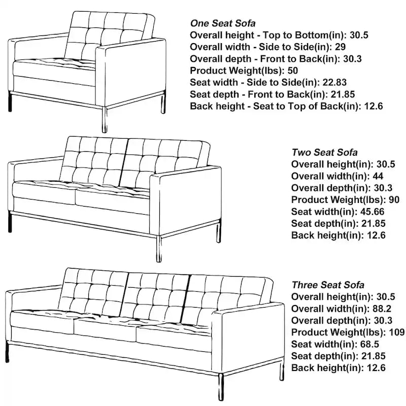 Canapé multiplace Florence 33-83W en similicuir noir clouté