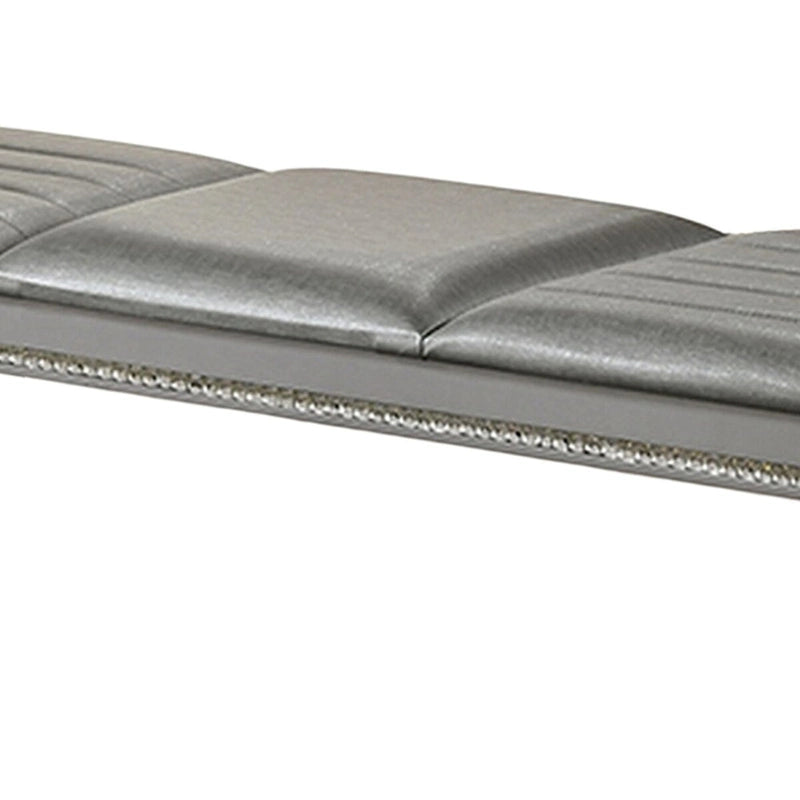 Banc moderne rembourré Sam de 137 cm (54 pouces), pieds en acrylique transparent, accents de cristal