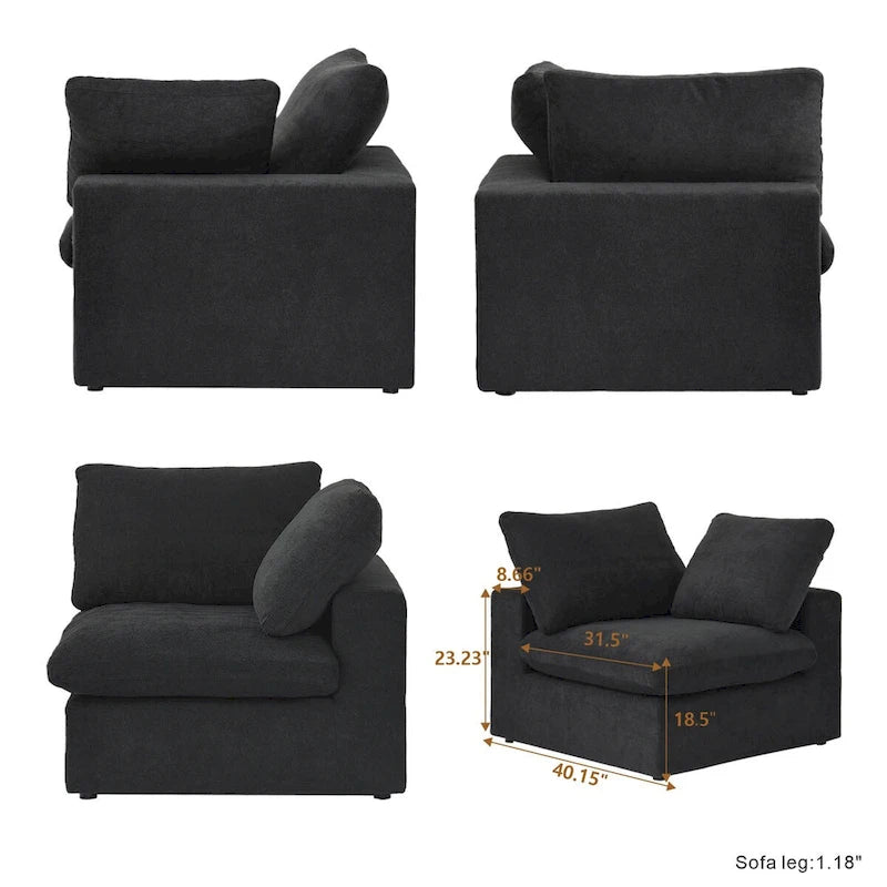 Canapés d'angle convertibles en forme de V pour salon, housses de coussins amovibles