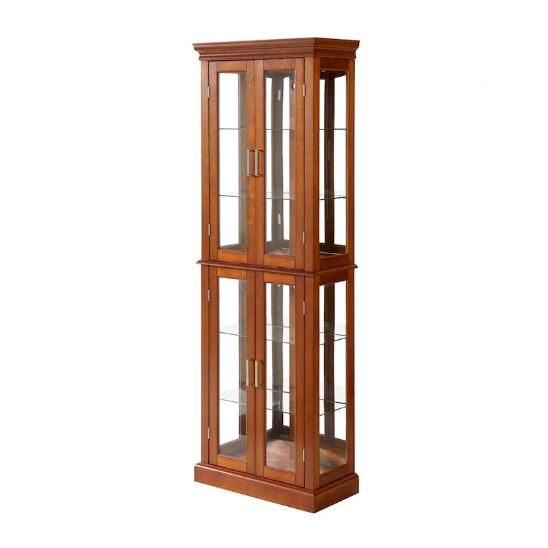 Vitrine éclairée Diapaly avec étagères réglables et portes en verre trempé (ampoule E26 non incluse)