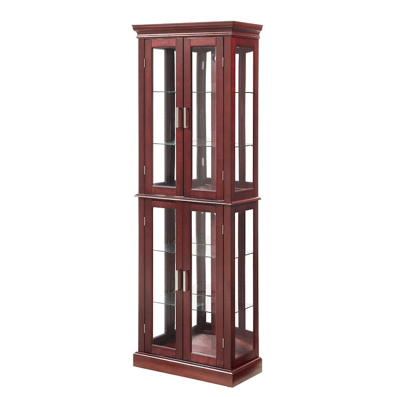 Vitrine éclairée Diapaly avec étagères réglables et portes en verre trempé (ampoule E26 non incluse)