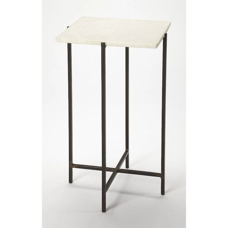 Table d'appoint carrée Nigella en marbre et métal