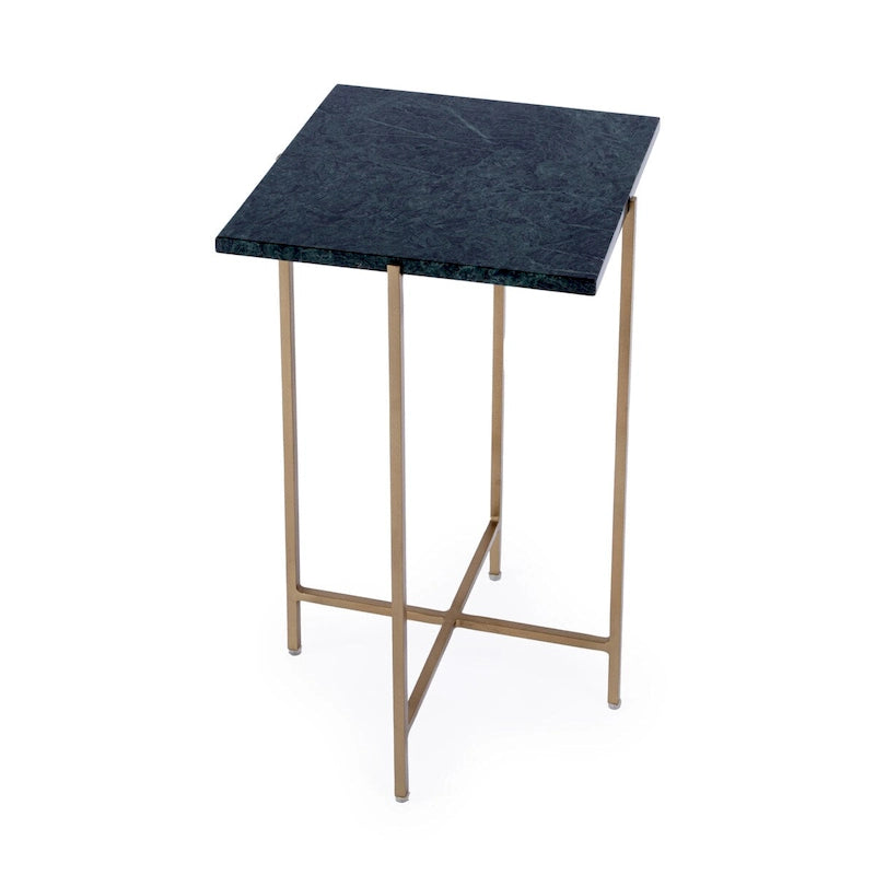 Table d'appoint carrée Nigella en marbre et métal