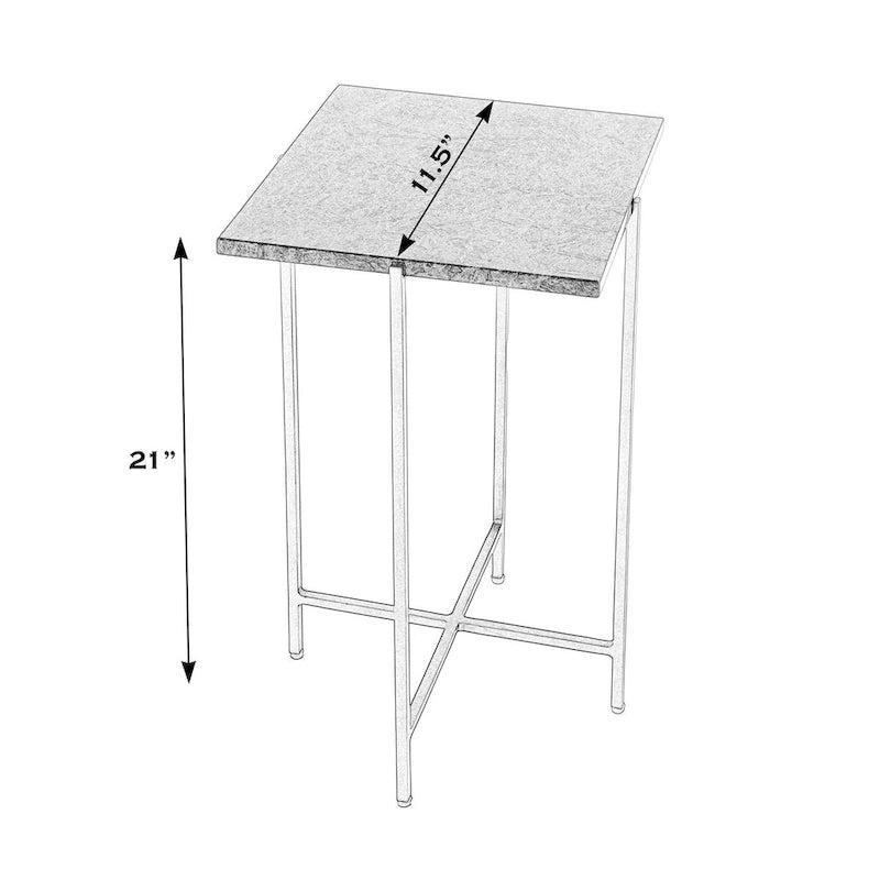 Table d'appoint carrée Nigella en marbre et métal