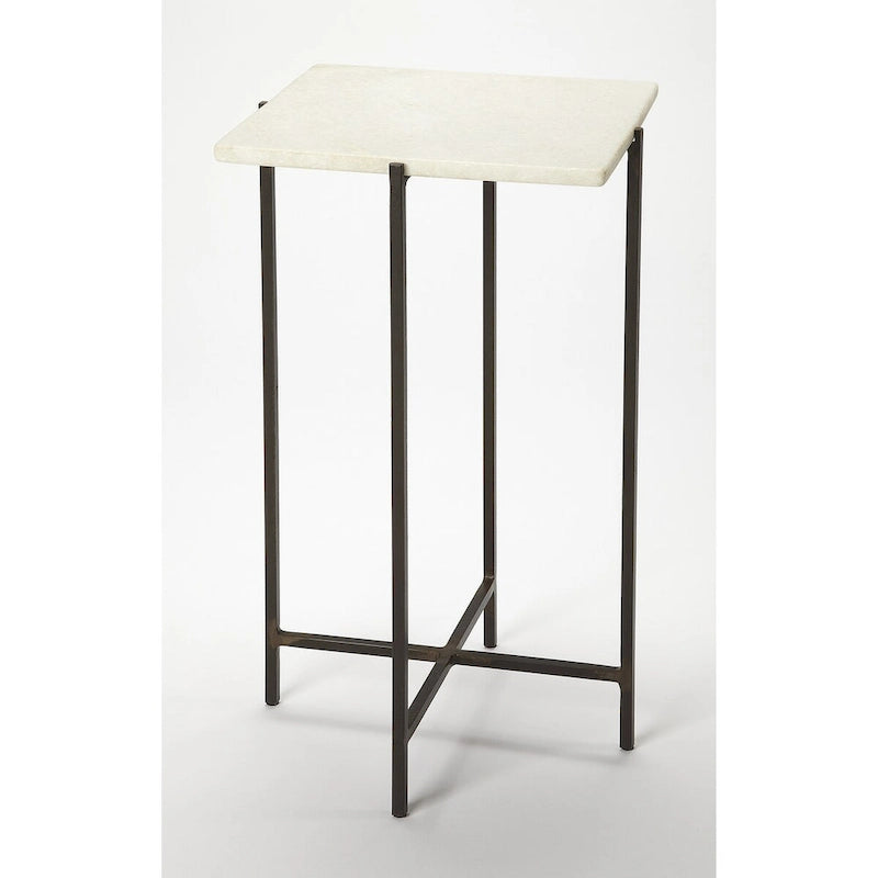 Table d'appoint carrée Nigella en marbre et métal