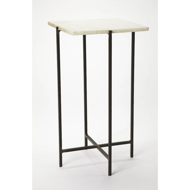 Table d'appoint carrée Nigella en marbre et métal