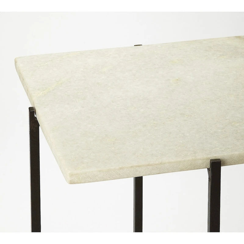 Table d'appoint carrée Nigella en marbre et métal