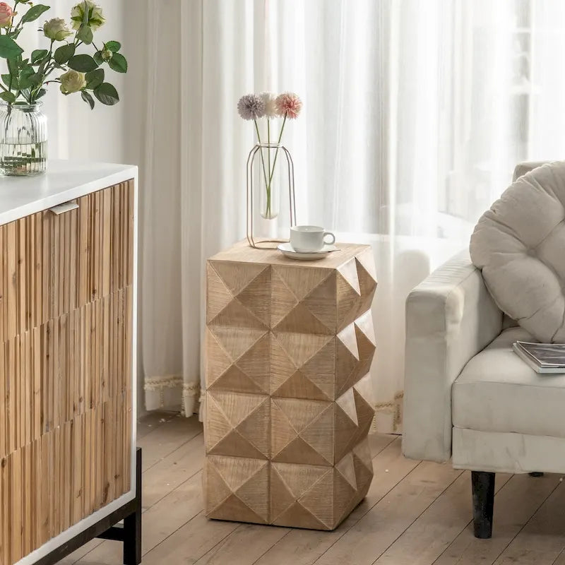 Table basse rétro de 23,62 cm de hauteur, motif en relief tridimensionnel, style mobilier rétro