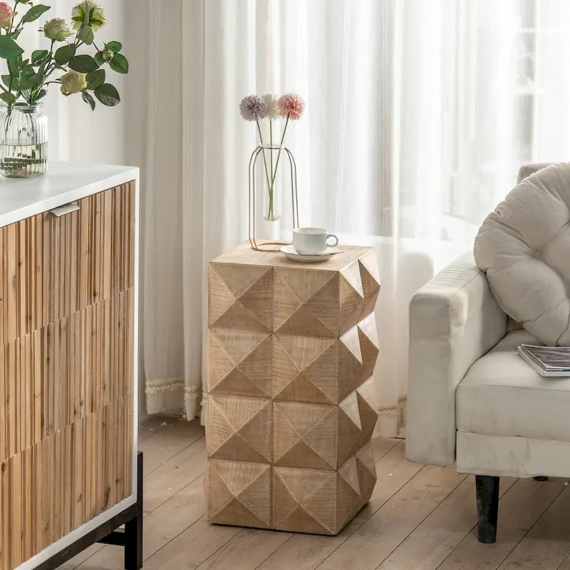 Table basse rétro de 23,62 cm de hauteur, motif en relief tridimensionnel, style mobilier rétro