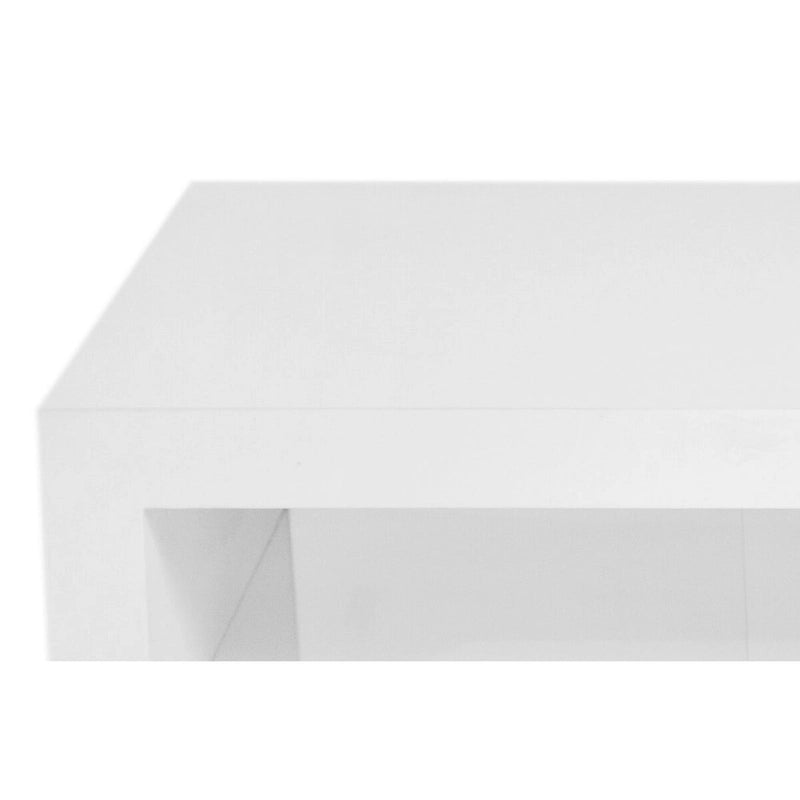 Ensemble de 2 tables basses Jack, 2 niveaux, verre trempé, laque blanche