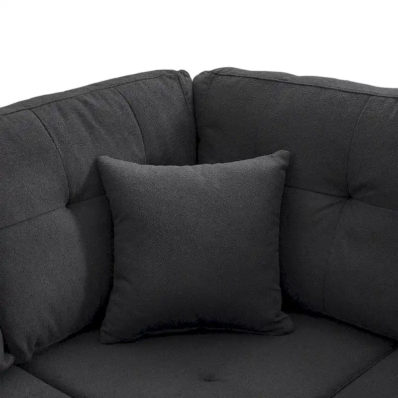 Canapé d'angle modulaire en forme de L de 109,2 cm avec coussins de dossier amovibles et 2 oreillers, idéal pour les salons, les bureaux et les appartements.