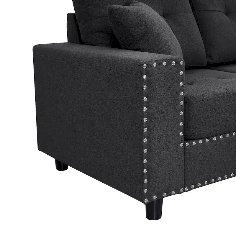 Canapé d'angle modulaire en forme de L de 109,2 cm avec coussins de dossier amovibles et 2 oreillers, idéal pour les salons, les bureaux et les appartements.