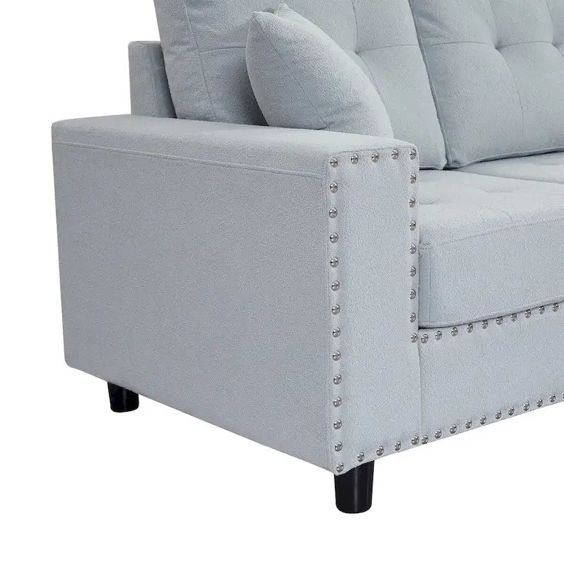 Canapé d'angle modulaire en forme de L de 109,2 cm avec coussins de dossier amovibles et 2 oreillers, idéal pour les salons, les bureaux et les appartements.