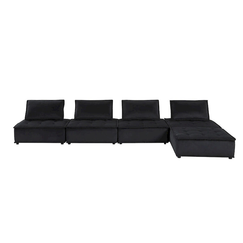 5 Piece Velvet Modular Sectional Sofa with Ottoman